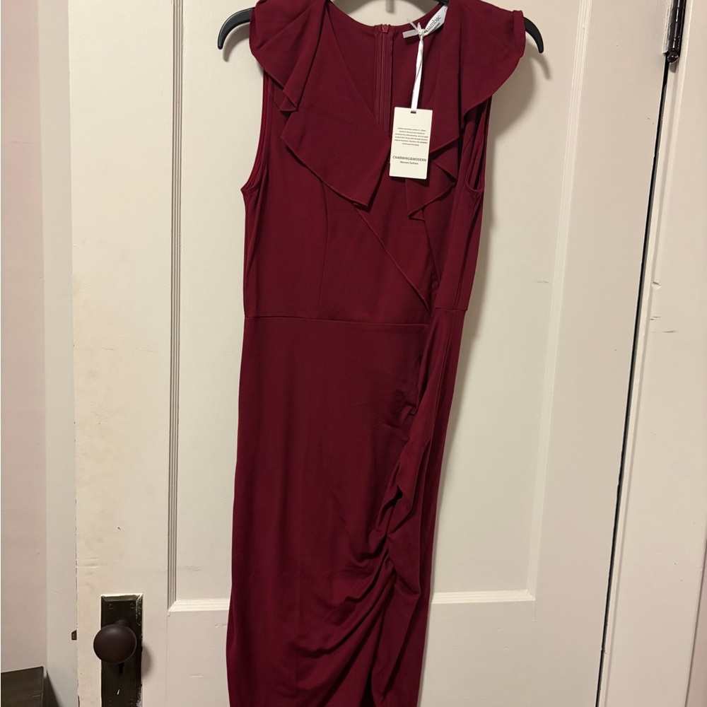Chic Sleeveless Burgundy Asymmetrical Dress